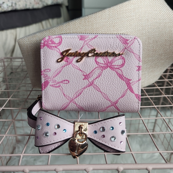 Juicy Couture Handbags - Juicy Couture Pink Card Holder with Bow Accent
